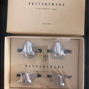 Never used silver frog napkin rings. Set of 4.